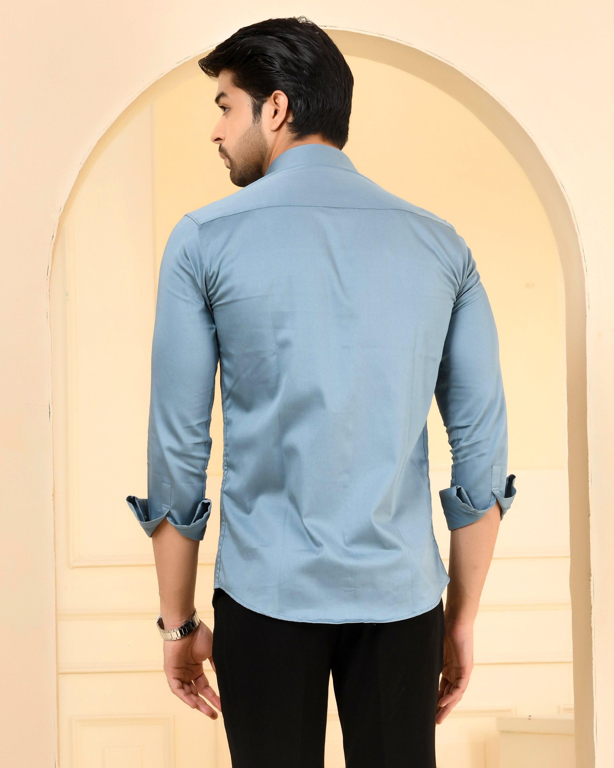 Steel Blue Solid Shirt