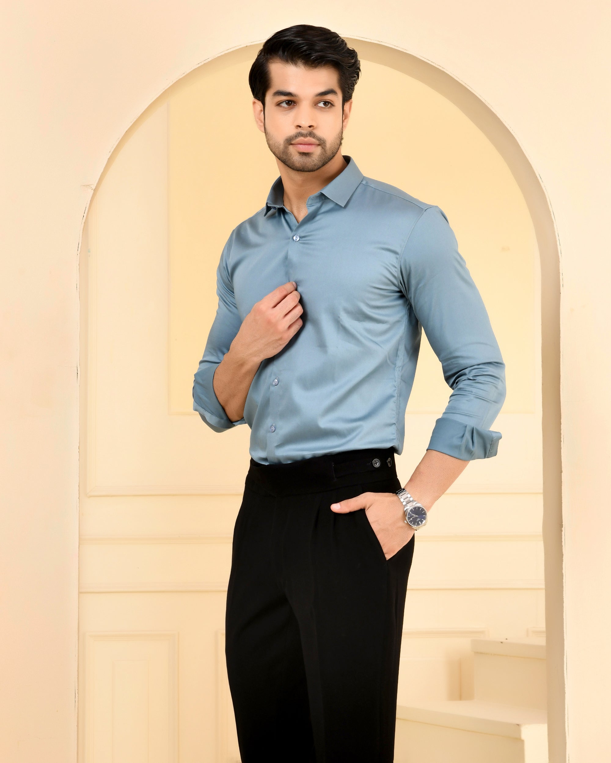 Steel Blue Solid Shirt