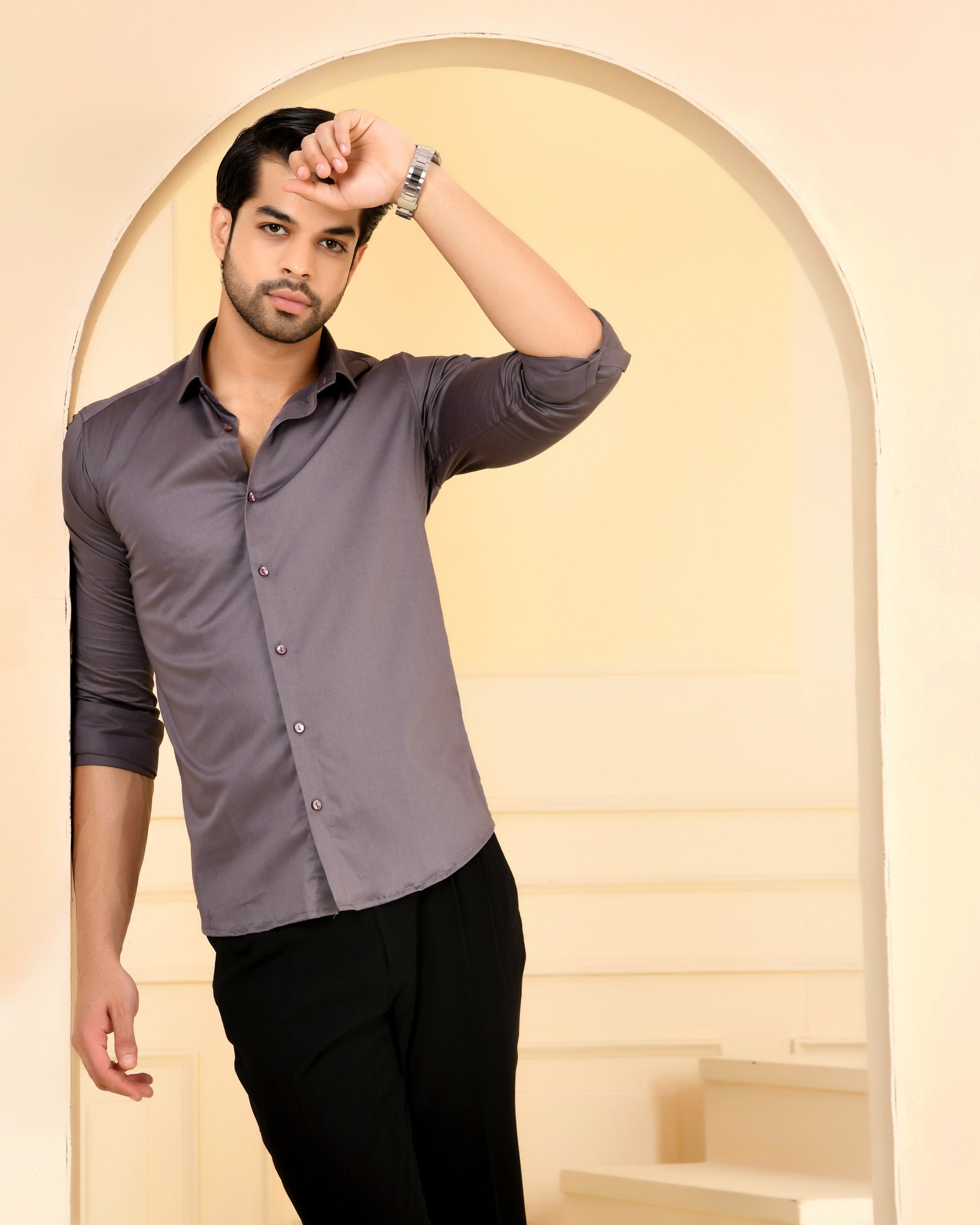 Slate Grey Solid Shirt