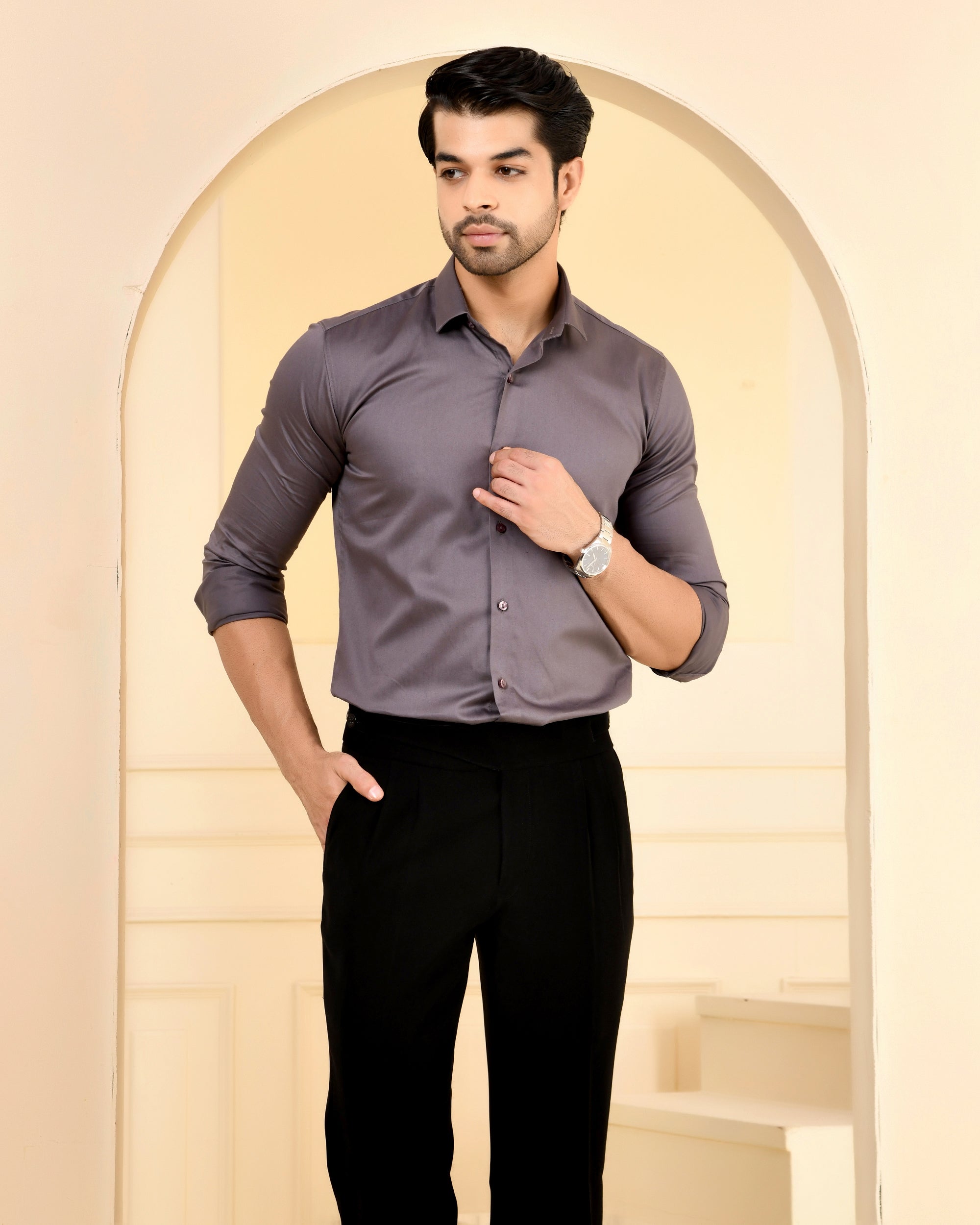 Slate Grey Solid Shirt