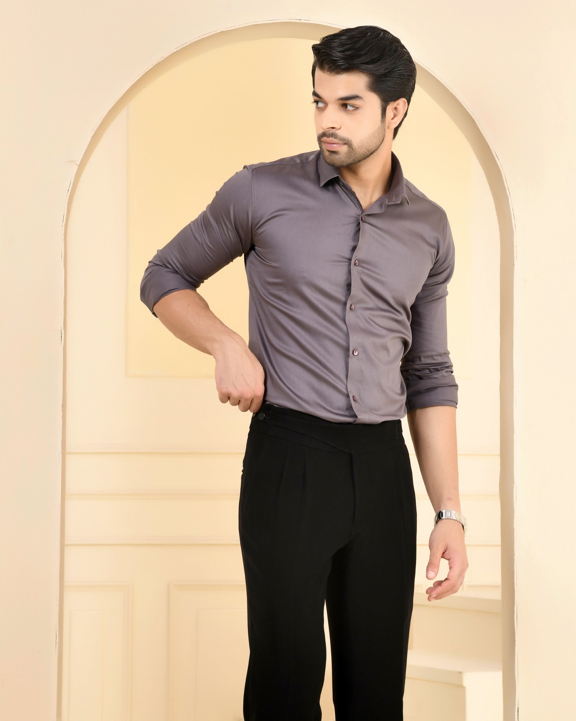 Slate Grey Solid Shirt