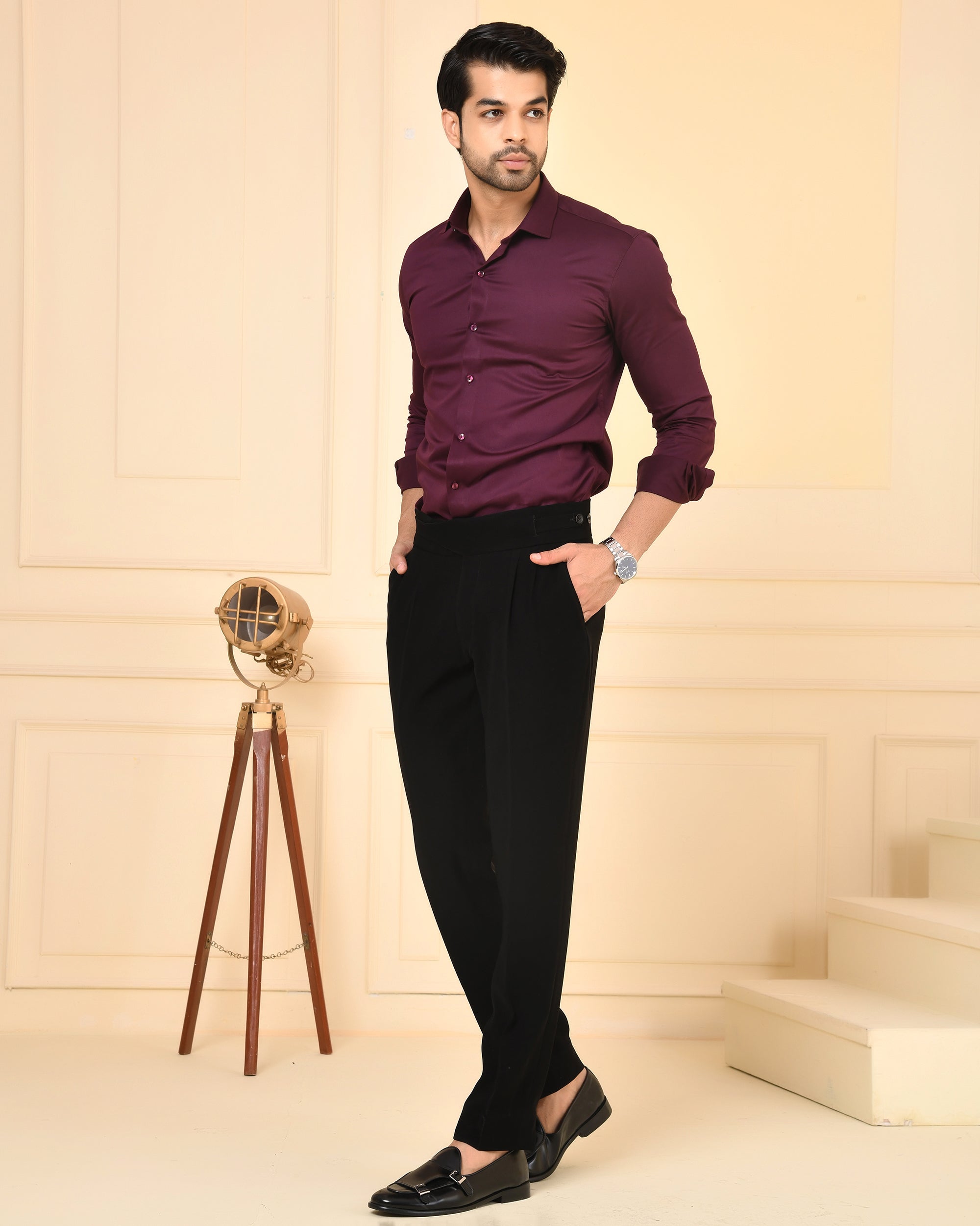 Wine Berry Solid Shirt