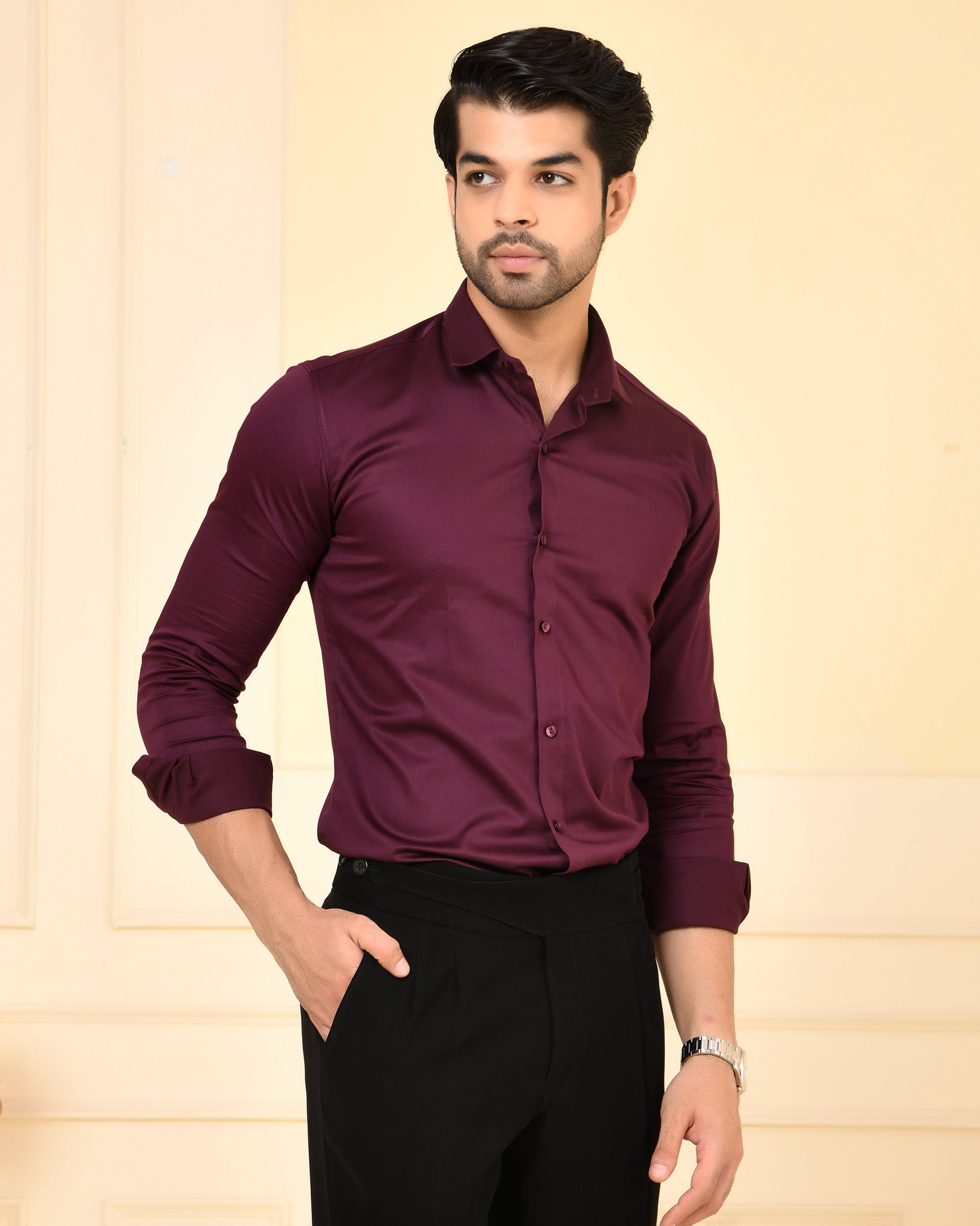 Wine Berry Solid Shirt