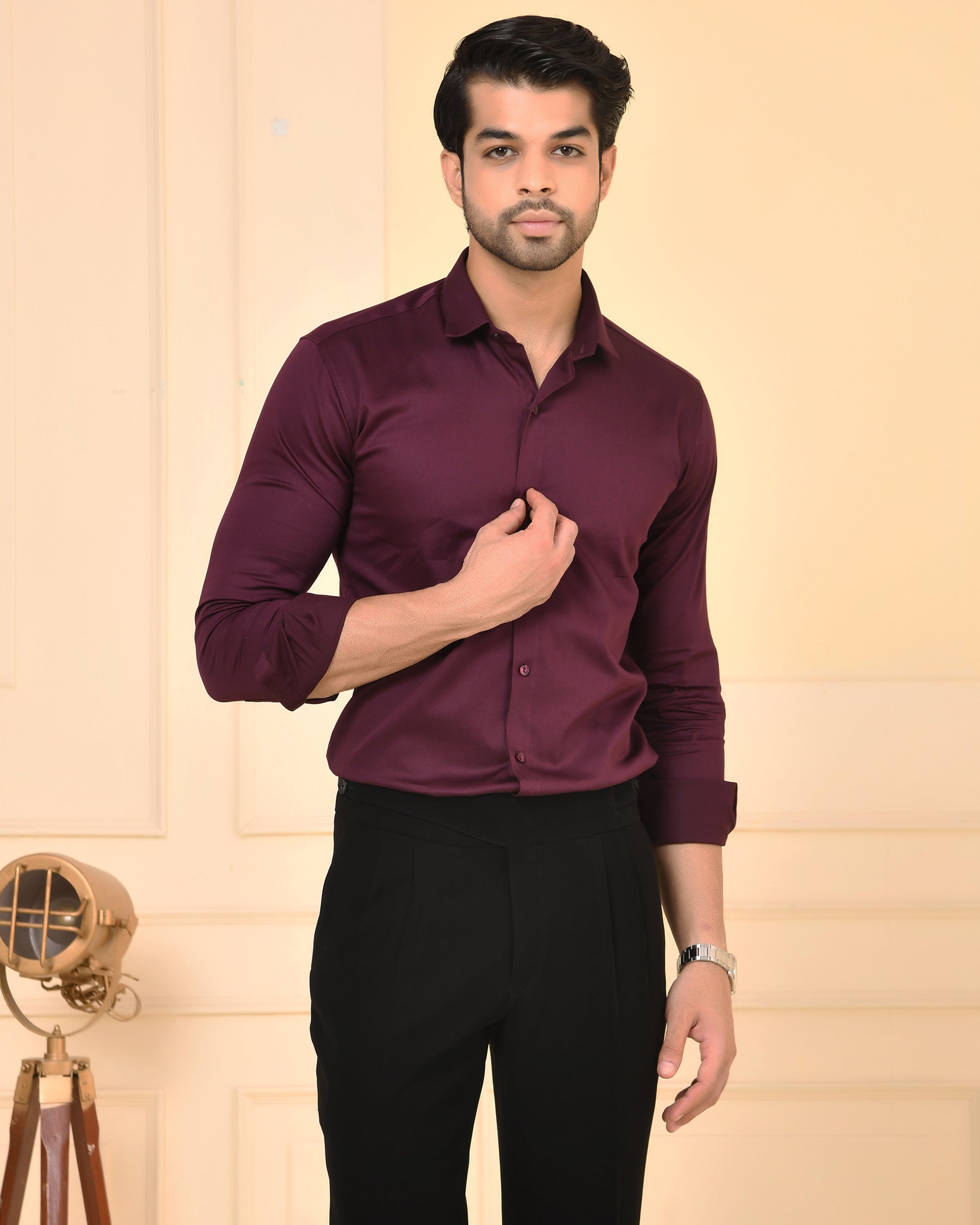 Wine Berry Solid Shirt